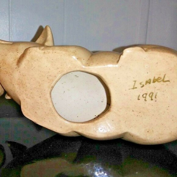 VTG ceramic Porcelain Pigs piglets by Isabel Kurtz 1991 beige figurines FLAW - Picture 6 of 7